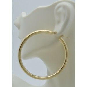 Real 10K Yellow Gold Large Hoop Shiny Earrings